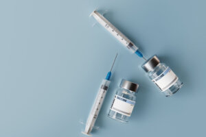 Vaccine and injection, 3d rendering