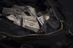 Duffel bag bag with cash