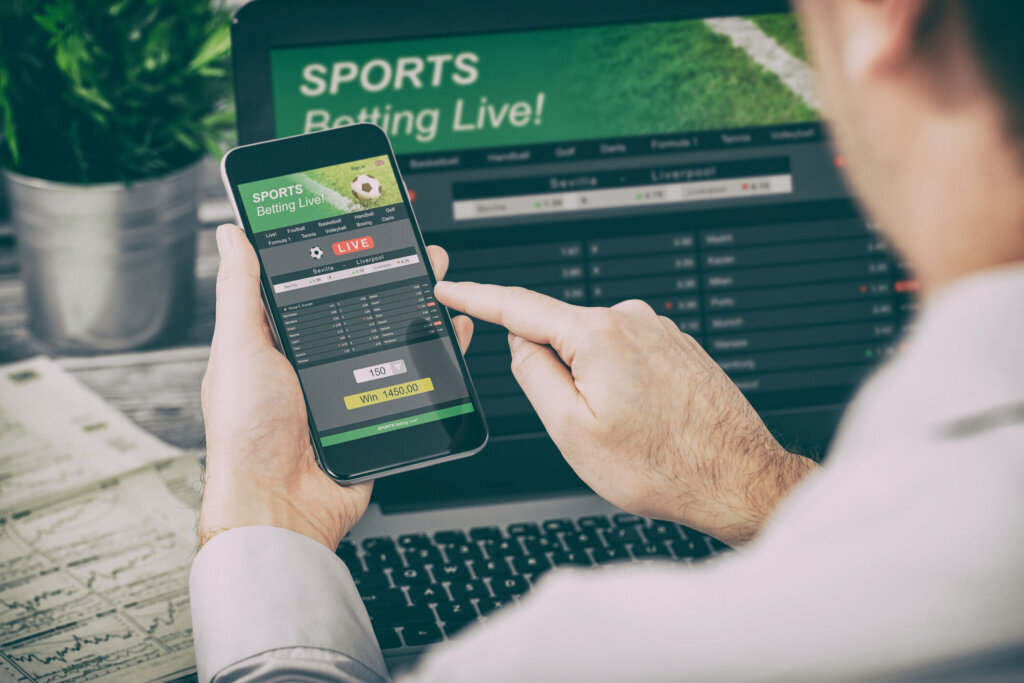 Betting bet sport phone gamble laptop concept