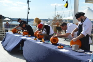 National Harbor chefs in the pumpkin carving competition