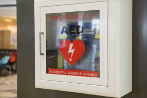 Automated External Defibrillator(AED) on the wall