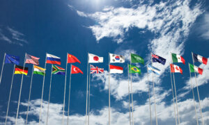 G20 g twenty membership country international flag relationship summit group business financial investment meeting conference g group g 20 g twenty economy strategy government politics blue sky cloudy