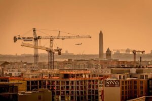 Crane above the NoMa skyline in D.C.