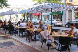 People eating outside in Georgetown