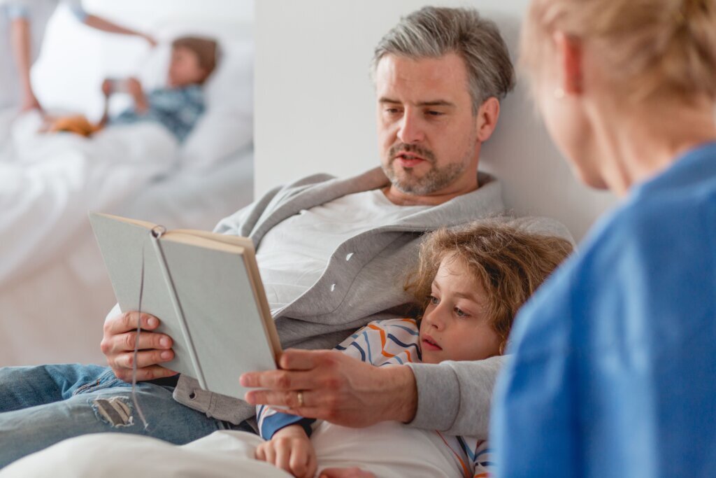 Father with sick daughter