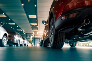 Rearview of parked cars