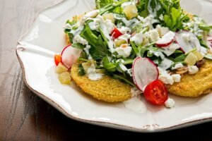 Succotash Fried Green Tomato Salad