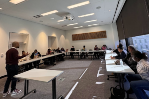 Andre Kearns leads workshop at MLK Library to help dig up family roots.