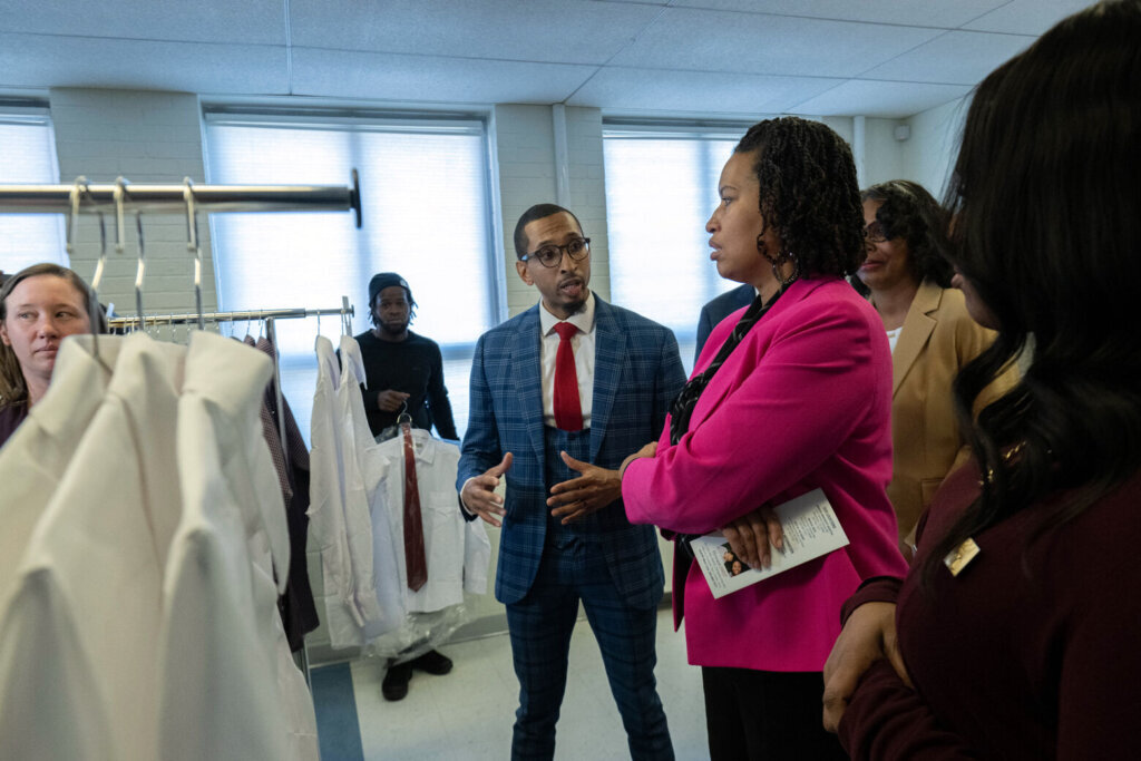 D.C. Mayor Muriel Bowser tours the READY Center in Southeast on Thursday.