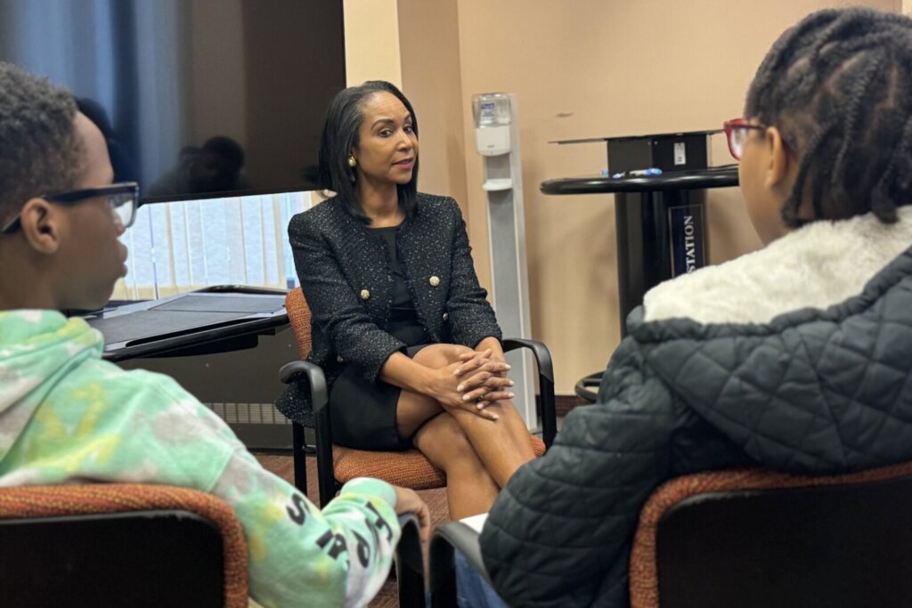 Judge Anita Josey Herring speaks with students