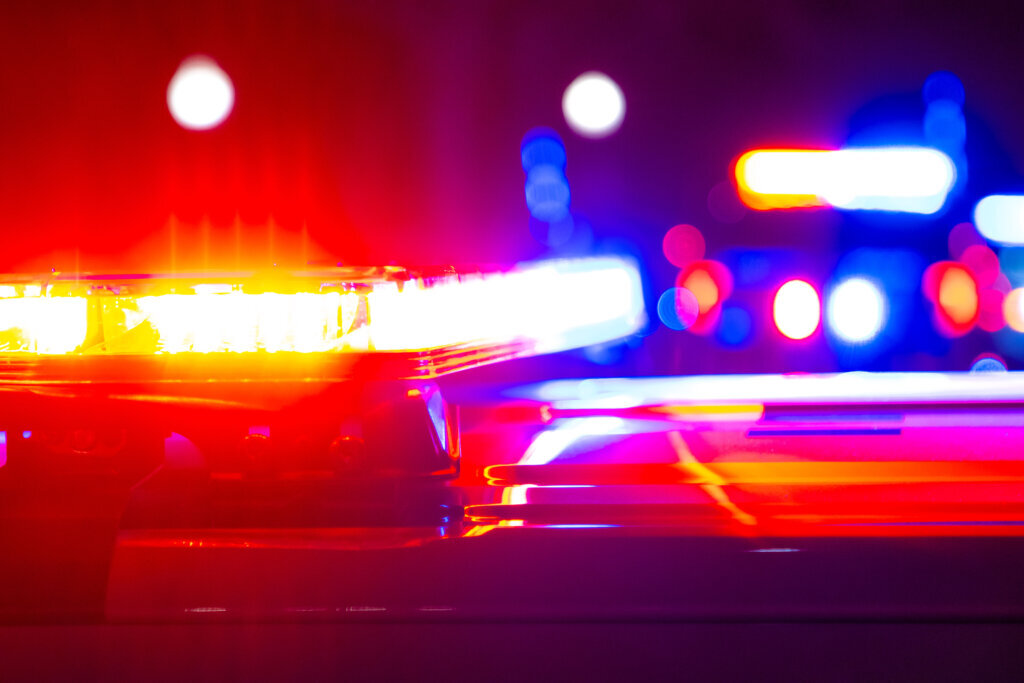 Red and blue flashing police lights