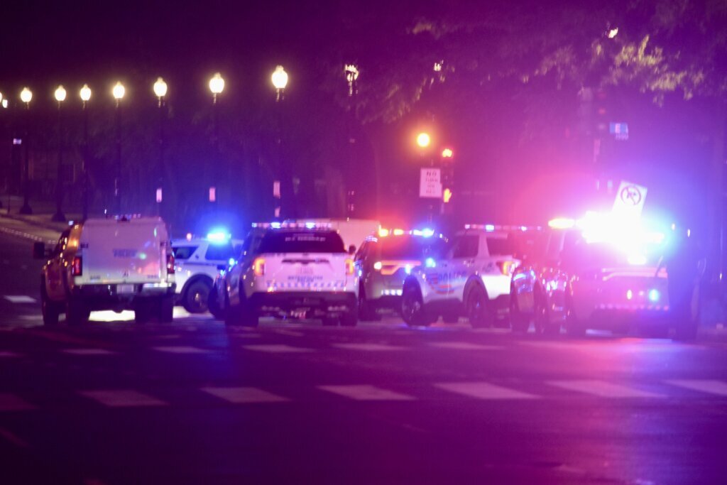 Swarm of police vehicles