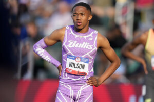 Quincy Wilson prepares to run