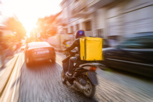 Express food delivery by scooter