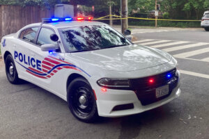 D.C. police car with lights on