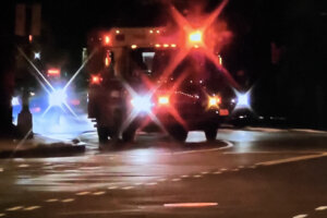 Rescue vehicle in action in the night