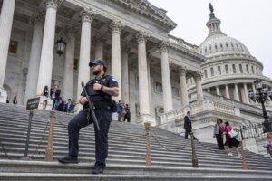 U.S. Capitol Police officer stands watch