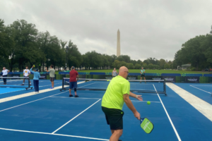 People playing pickleball on the National Mall