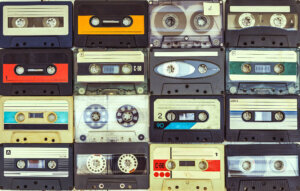 Collection of various vintage audio cassettes