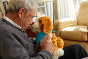 Robotic dog with dementia patient