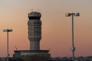 The air traffic control tower at Ronald Reagan Washington National Airport