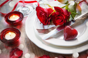 Place setting for Valentines day