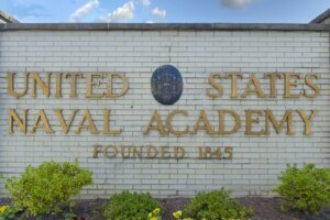 Main entrance into the United States Naval Academy at Annapolis MD