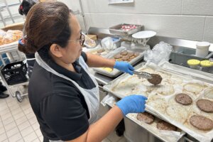 Rafaela Herrera making burgers