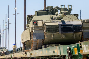 Military Equipment Is Loaded Onto Trains En Route To Washington, D.C. For June Military Parade