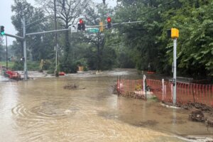 Sligo Creek Parkway being flooded
