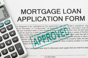 An approved mortgage loan application form with calculator