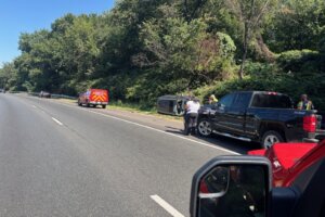 Vehicle overturned on I