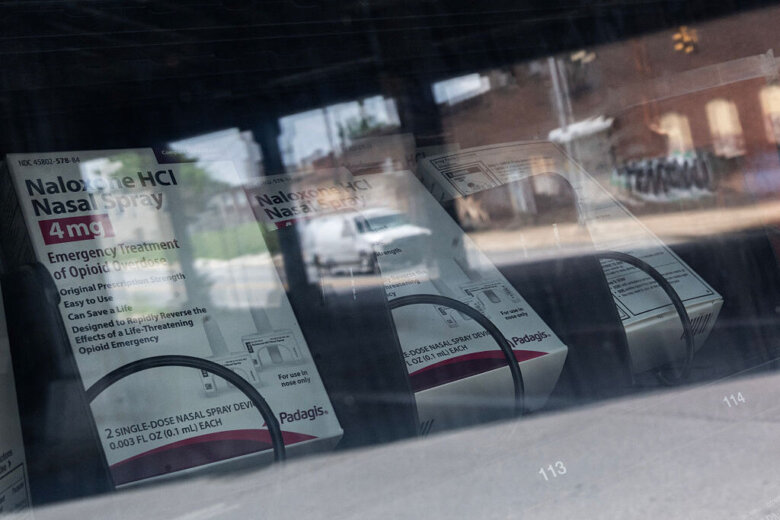 A vending machine, dispensing Narcan, HIV testing kits and other medical supplies