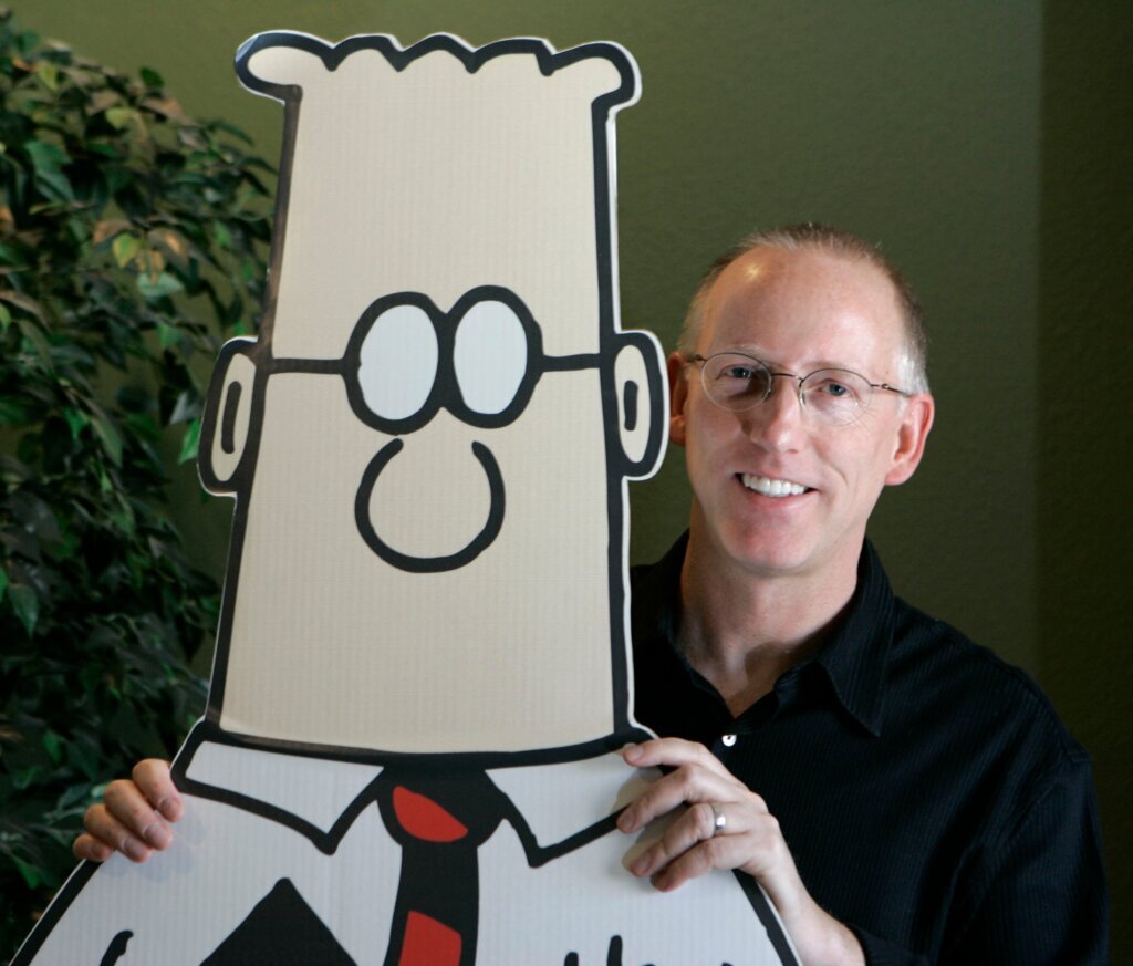 FLE - Scott Adams, creator of the comic strip Dilbert, poses for a portrait with the Dilbert character in his studio in Dublin, Calif., Oct. 26, 2006. Adams' death was announced Tuesday, Jan. 13., 2026. (AP Photo/Marcio Jose Sanchez, File)

&nbsp;