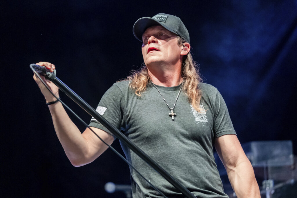 Brad Arnold of the band 3 Doors Down performs during Patriots Fest on Saturday, May 18, 2024, in Aurora, Ill. Arnold, the lead singer of the Grammy-nominated rock band 3 Doors Down, died Saturday, months after he announced that he had been diagnosed with Stage 4 kidney cancer. (Photo by Rob Grabowski/Invision/AP)

&nbsp;