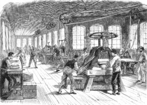 Workers in the workshop for making pastry balsam.