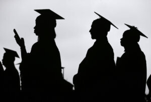 Students at graduation ceremony