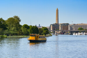 Water taxi on Potomac River in Washington DC