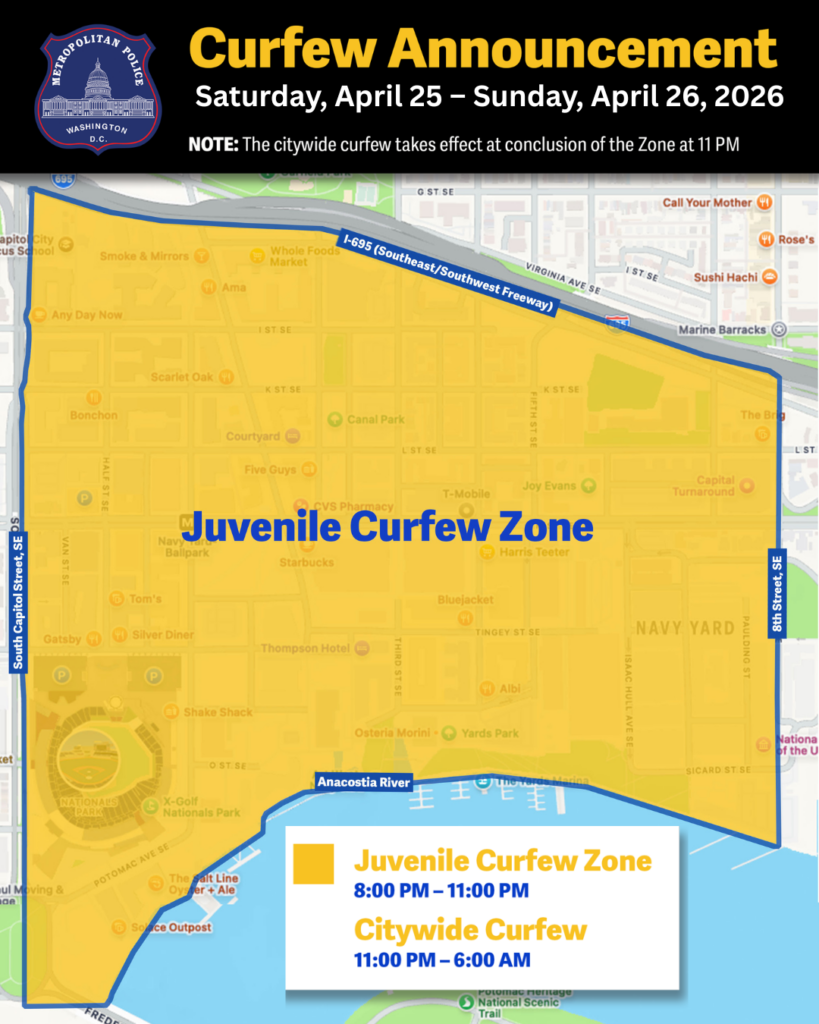 Navy Yard Juvenile Curfew Zone Map