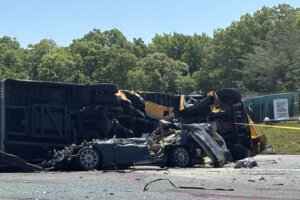 Scene of deadly crash involving a school bus in Prince George's County