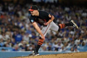 Baltimore Orioles starting pitcher Trey Gibson