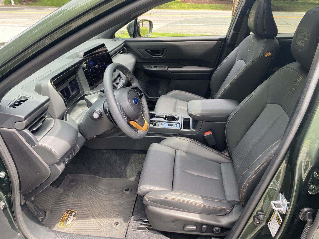 A fold-out thigh support pad on the driver’s seat. (WTOP/John Aaron)