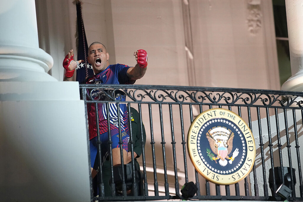 Alex Pereira walks out of the White House for a heavyweight interim title bout against Ciryl Gane during UFC Freedom 250 on the South Lawn of the White House on June 14, 2026, in Washington, D.C. (Photo by Andrew Harnik/Getty Images)