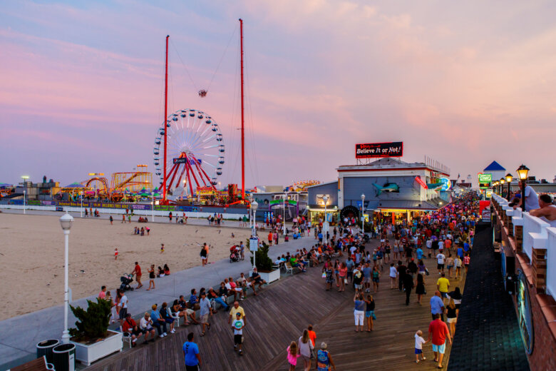 Crowded boardwalk in Ocean City