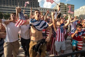USA Fans gather to watch Team USA play Belgium in World Cup match