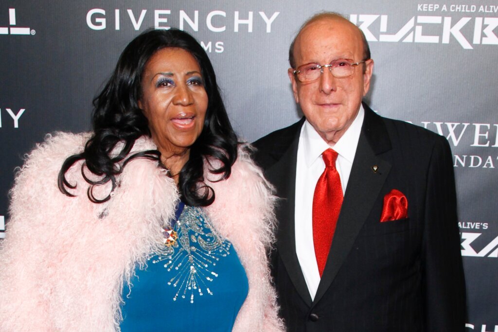 Aretha Franklin, left, and Clive Davis attend Keep a Child Alive's 2014 Black Ball in New York on Oct. 30, 2014. Davis, a record company lawyer, became one of the music industry’s most powerful figures, launching or resurrecting the careers of such superstars as Janis Joplin, Whitney Houston, Carlos Santana and Alicia Keys. His family announced his death June 22, 2026. Davis was 94. (Photo by Andy Kropa/Invision/AP, File)