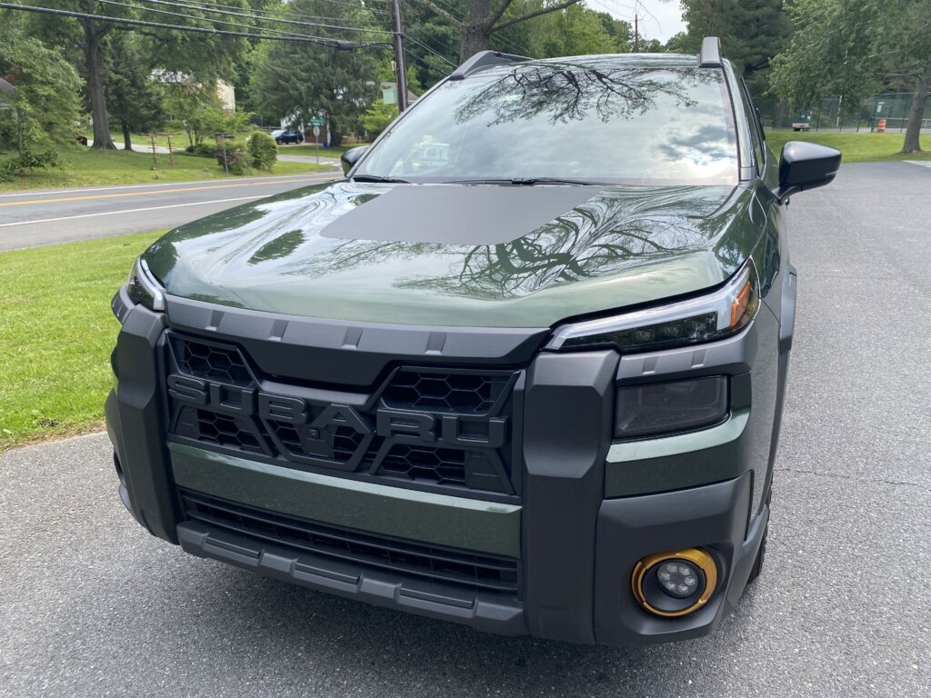 The front grille has SUBARU written across it in huge capital letters, which is reminiscent of the FORD grille on the F-150 Raptor. (WTOP/John Aaron)