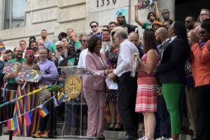 Bowser pride flag ceremony