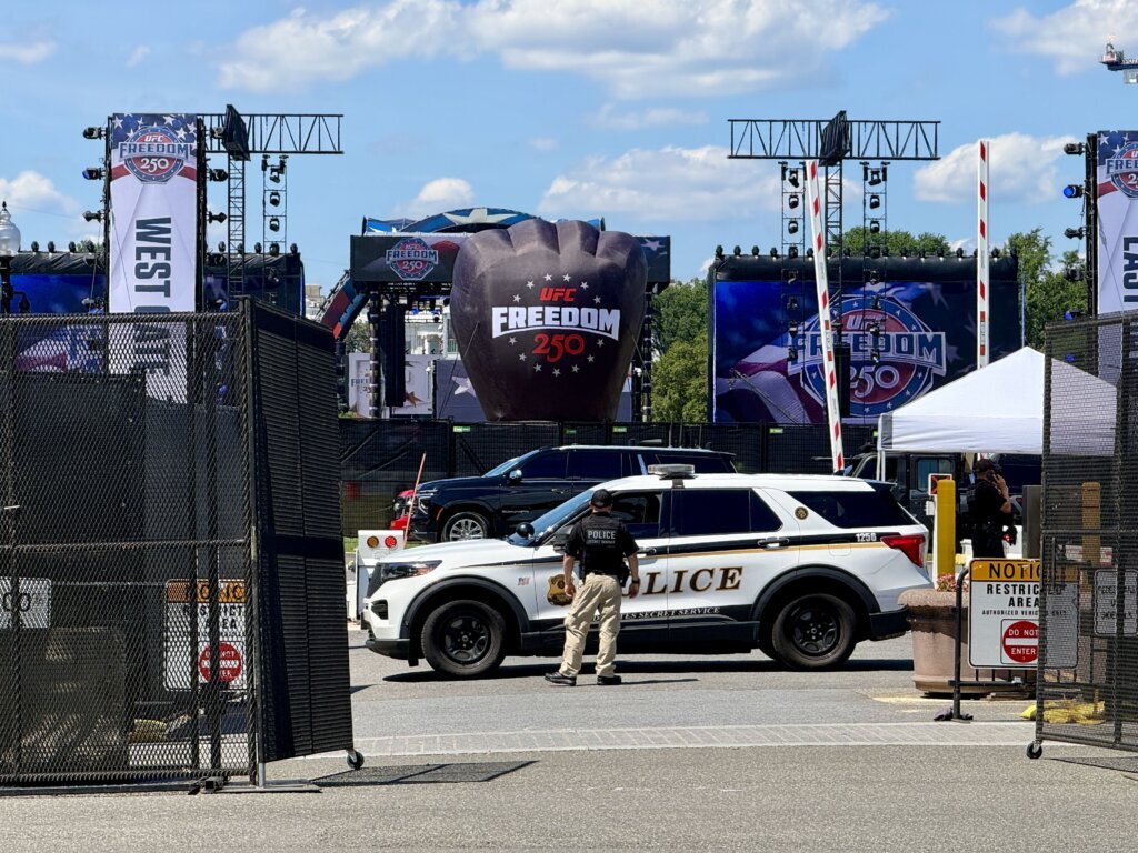 A look at the setup for Freedom 250's "fan fest" on Saturday. (WTOP/Jimmy Alexander)