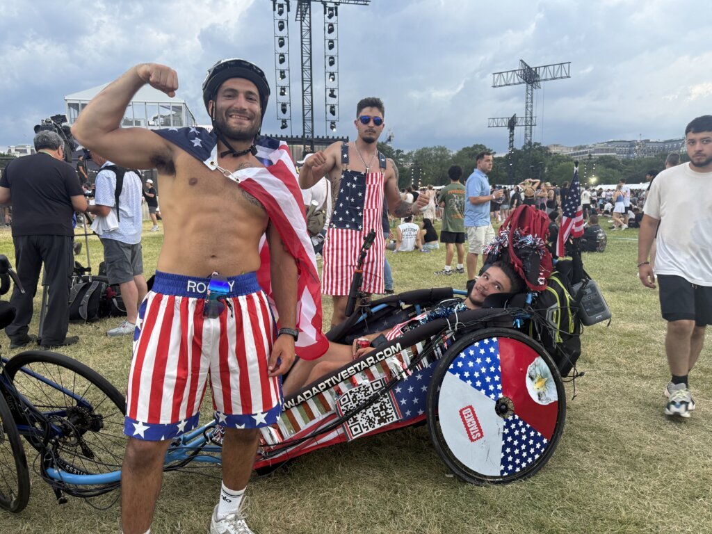 Some people showing out their American clothes ahead of UFC Freedom 250. (WTOP/Jimmy Alexander)